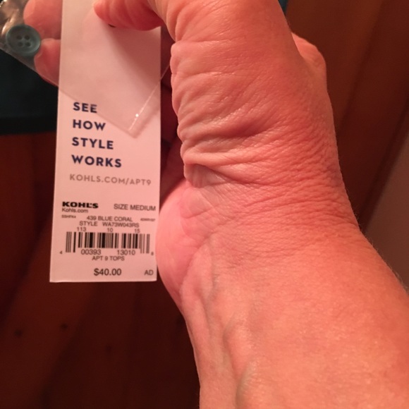 NWT APT 9 teal blouse with lacy arms & shoulders - Picture 6 of 6